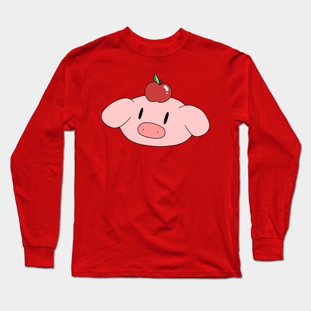 Red Apple Pig Face Long Sleeve T-Shirt by saradaboru